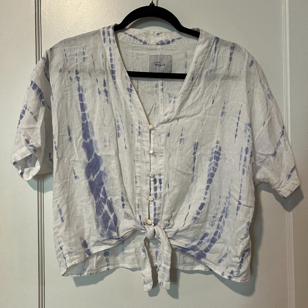 Rails Short Sleeve Linen Top
